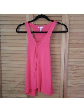 Pink by Victoria Secret Coral Lace Up Front Super Soft Tank Top Size Small